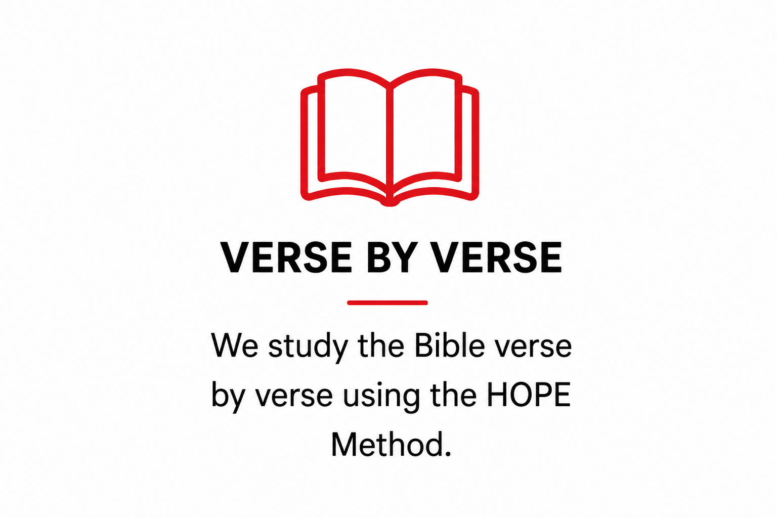 We study the Bible verse by verse using the HOPE method